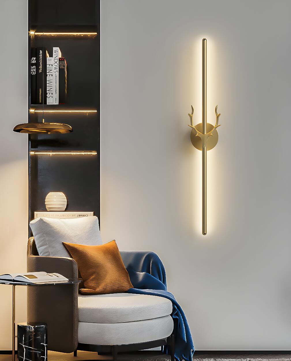Applique Murale Moderne Noire avec Bois Doré