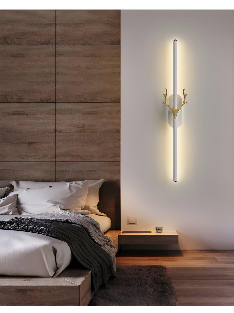 Applique Murale Moderne Noire avec Bois Doré