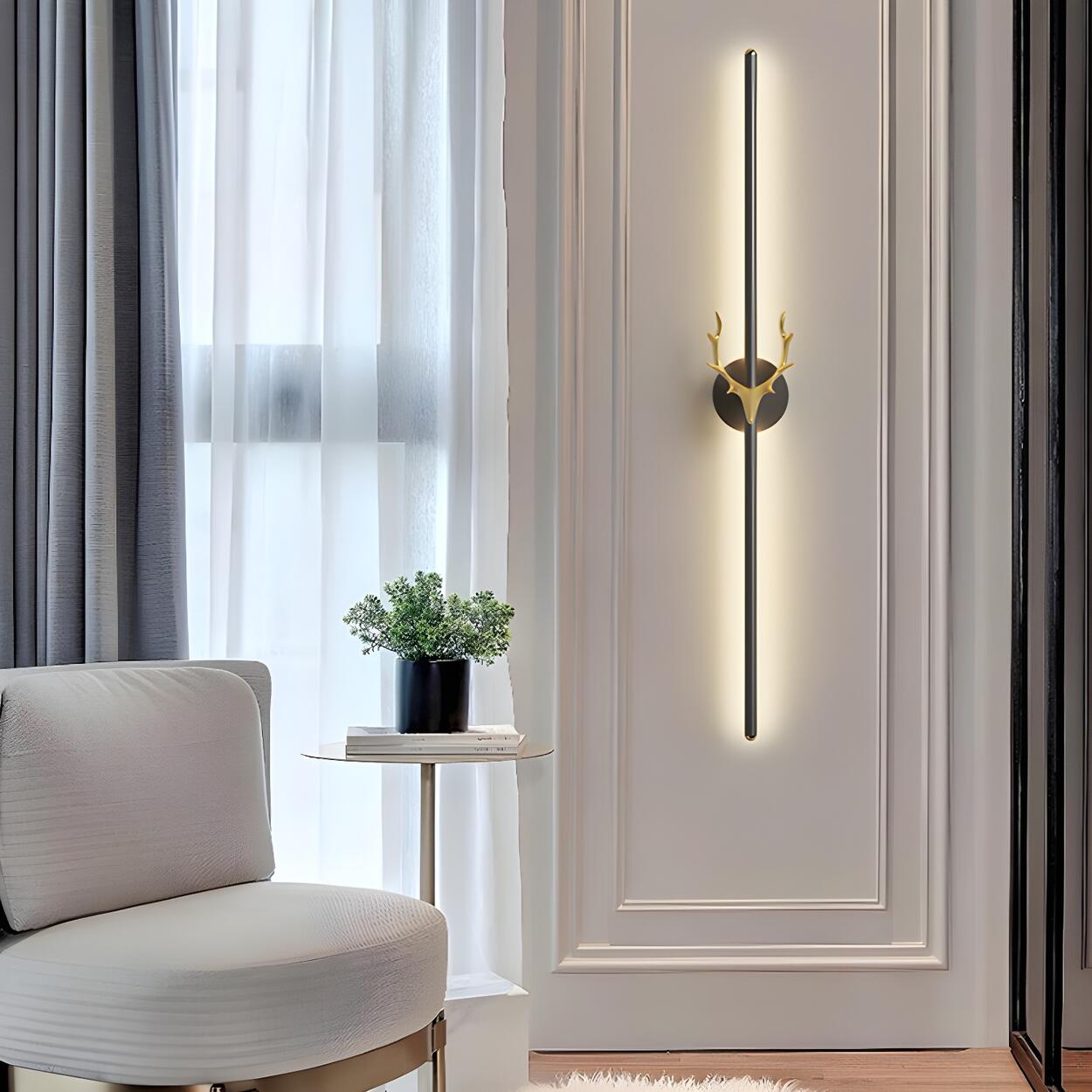 Applique Murale Moderne Noire avec Bois Doré