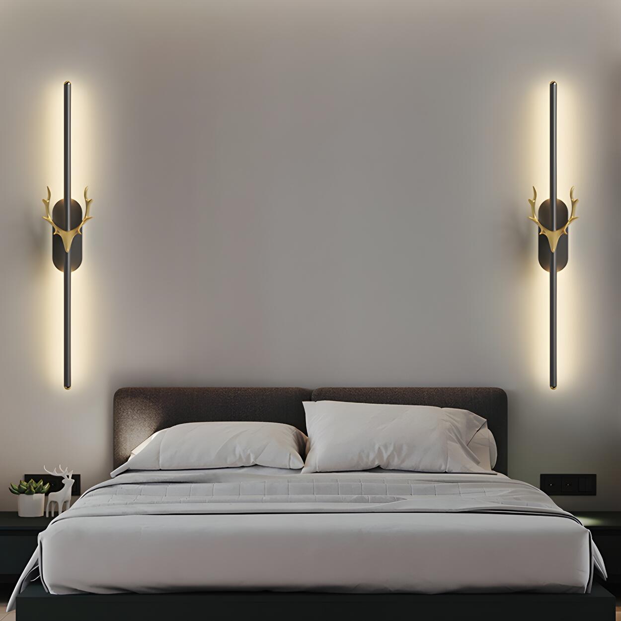 Applique Murale Moderne Noire avec Bois Doré