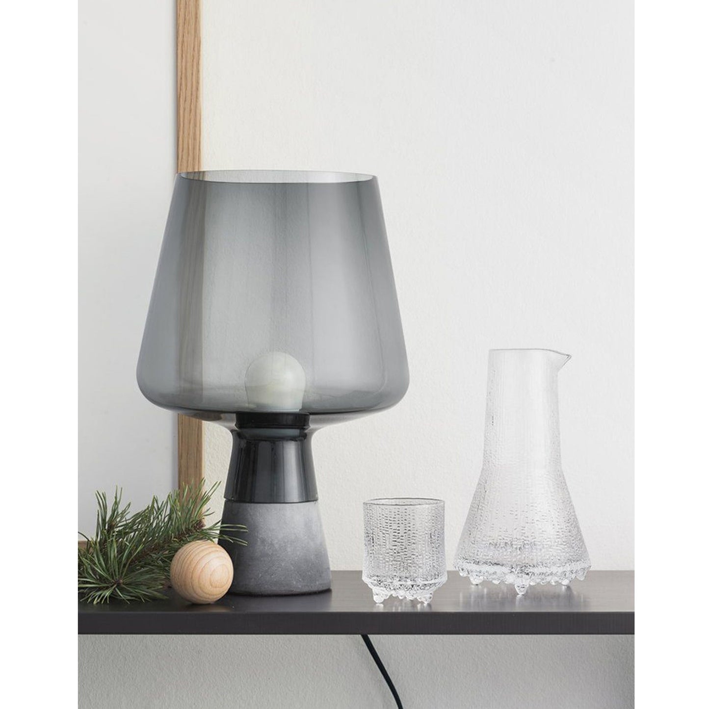 Lampe de Table Moderne Verre Fumé & Socle Béton Ben