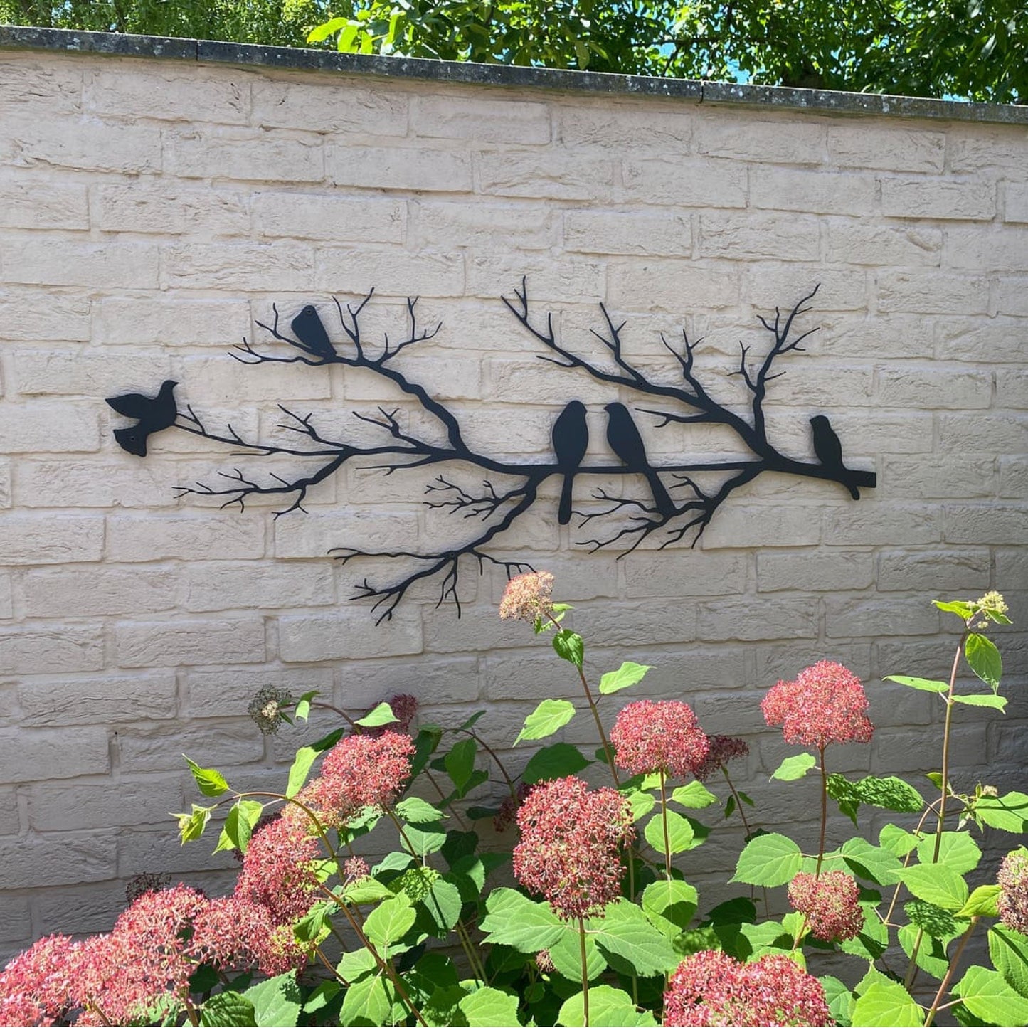 Décoration Murale Métal Oiseaux sur Branche, Noir, 80x34,6cm