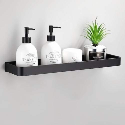Étagère Murale Salle de Bain Noire Sans Perçage 3 Niveaux