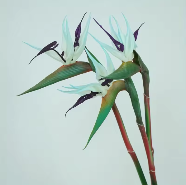 Faux Fleurs Strelitzia, Lot de 3 Tiges, Effet Tropical