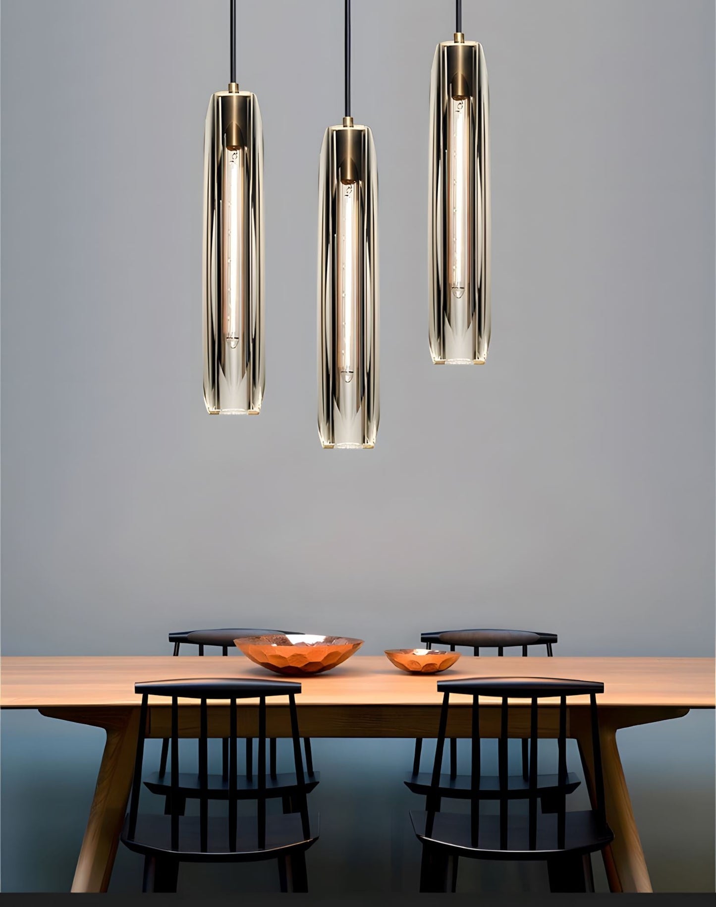 Suspension Moderne Verre K9 Laiton Fumé ou Clair