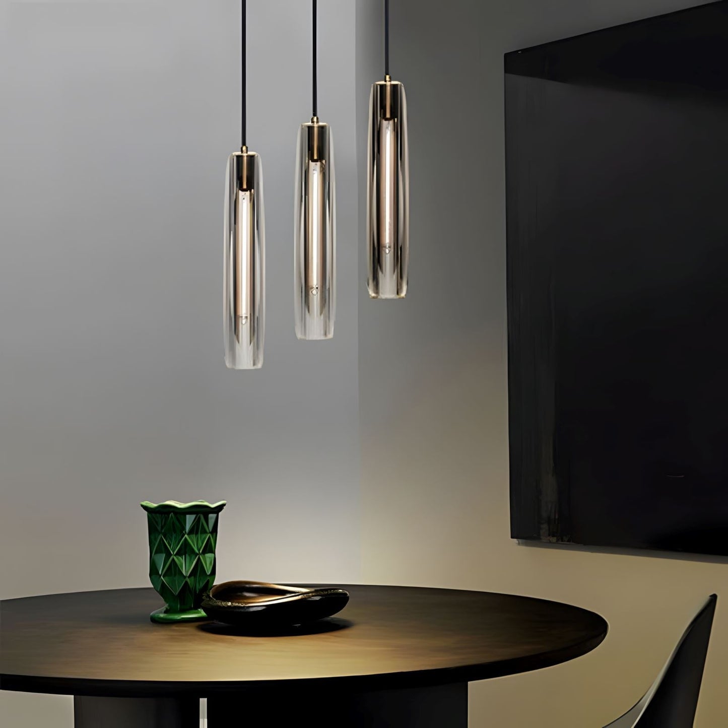 Suspension Moderne Verre K9 Laiton Fumé ou Clair