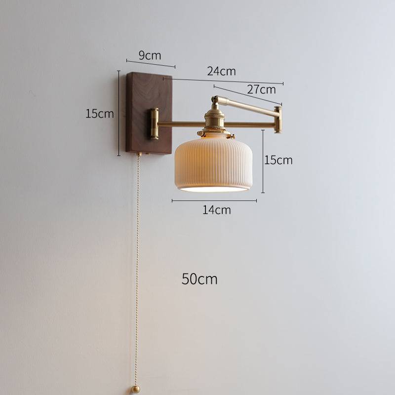 Applique Murale Céramique & Bois, Douille E27, 60W