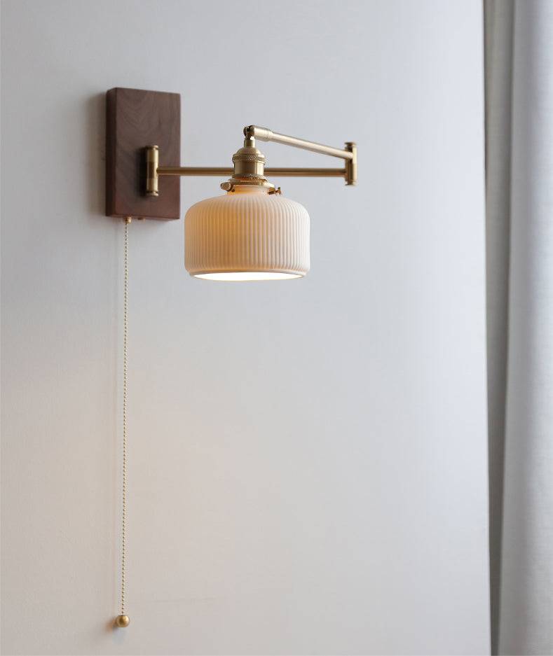 Applique Murale Céramique & Bois, Douille E27, 60W
