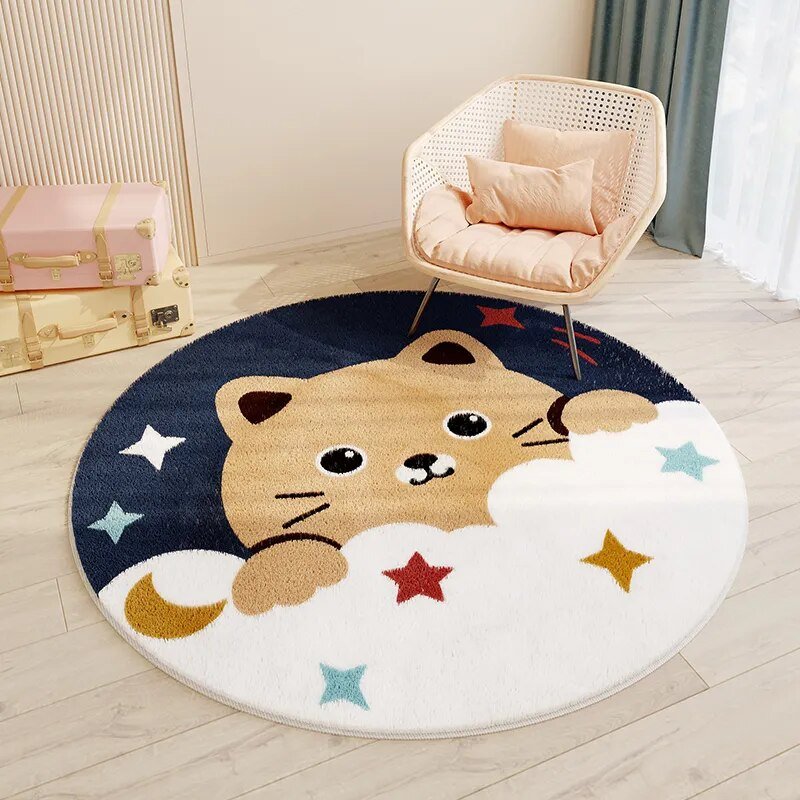 Tapis Enfant | Rond et Cartoon - Idéal pour la Chambre