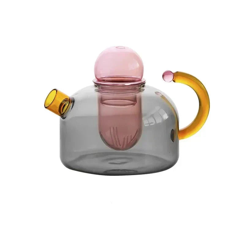 PrismBrew | Bouilloire Élégante et Tasses Translucides - Couleurs Contrastées pour un Infusion Stylée