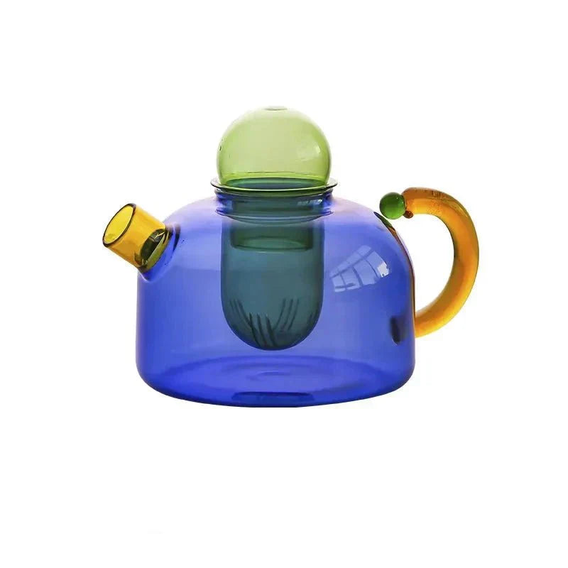 PrismBrew | Bouilloire Élégante et Tasses Translucides - Couleurs Contrastées pour un Infusion Stylée