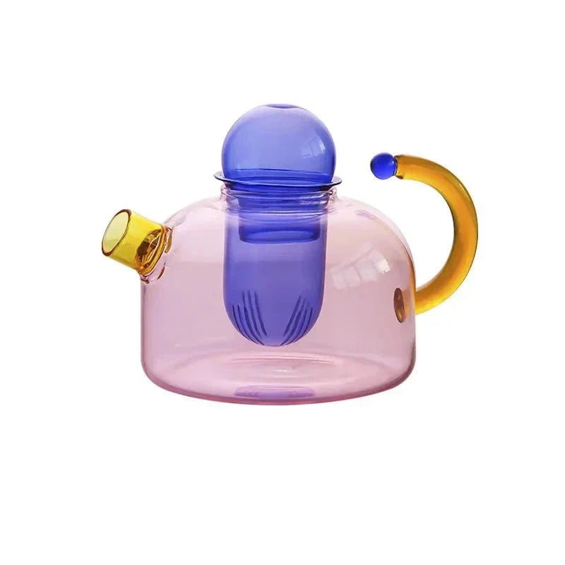 PrismBrew | Bouilloire Élégante et Tasses Translucides - Couleurs Contrastées pour un Infusion Stylée
