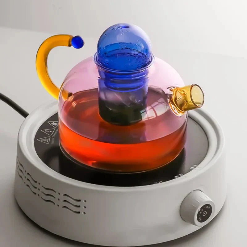PrismBrew | Bouilloire Élégante et Tasses Translucides - Couleurs Contrastées pour un Infusion Stylée