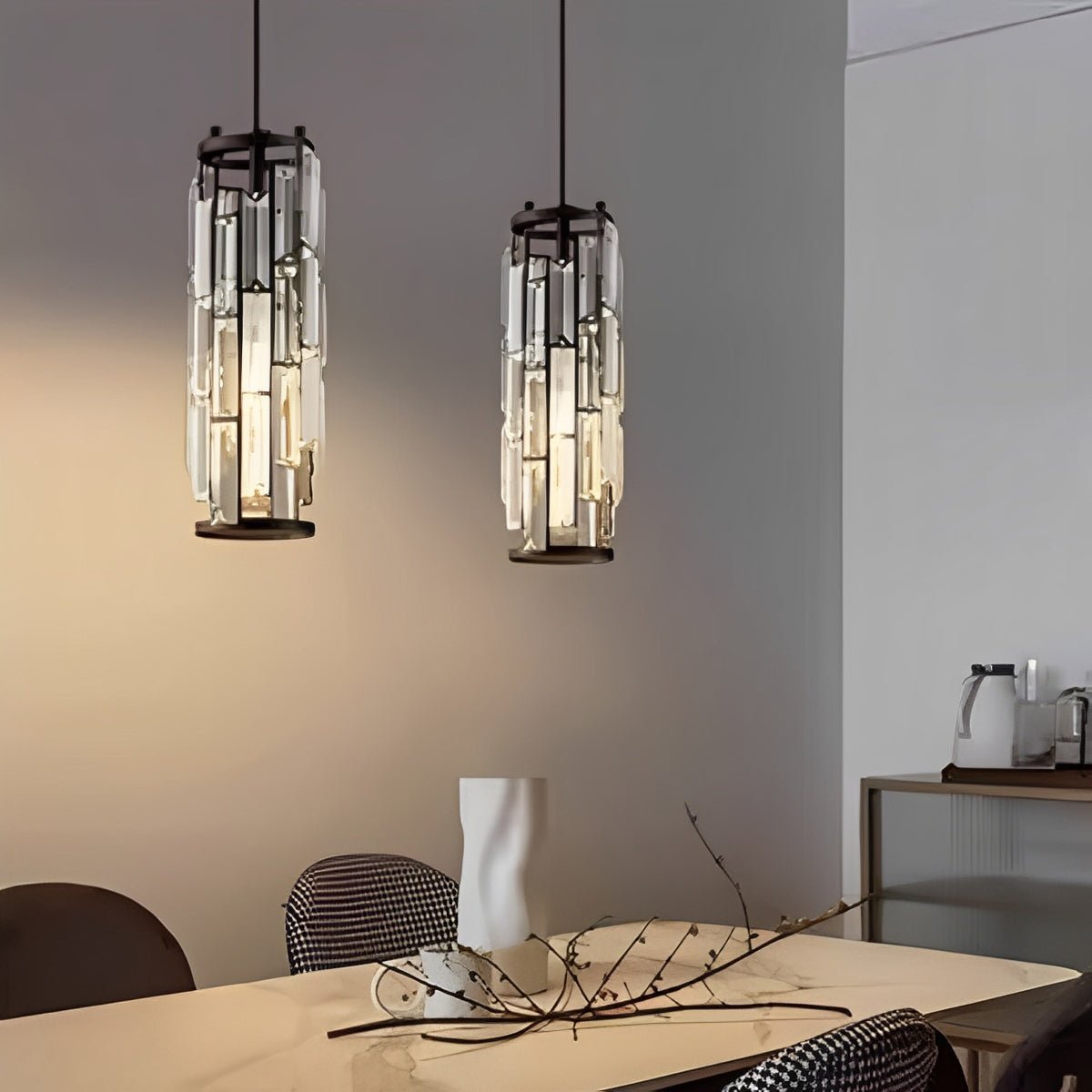 Suspension Lustre en Fer et Verre Cristal – Éclairage LED