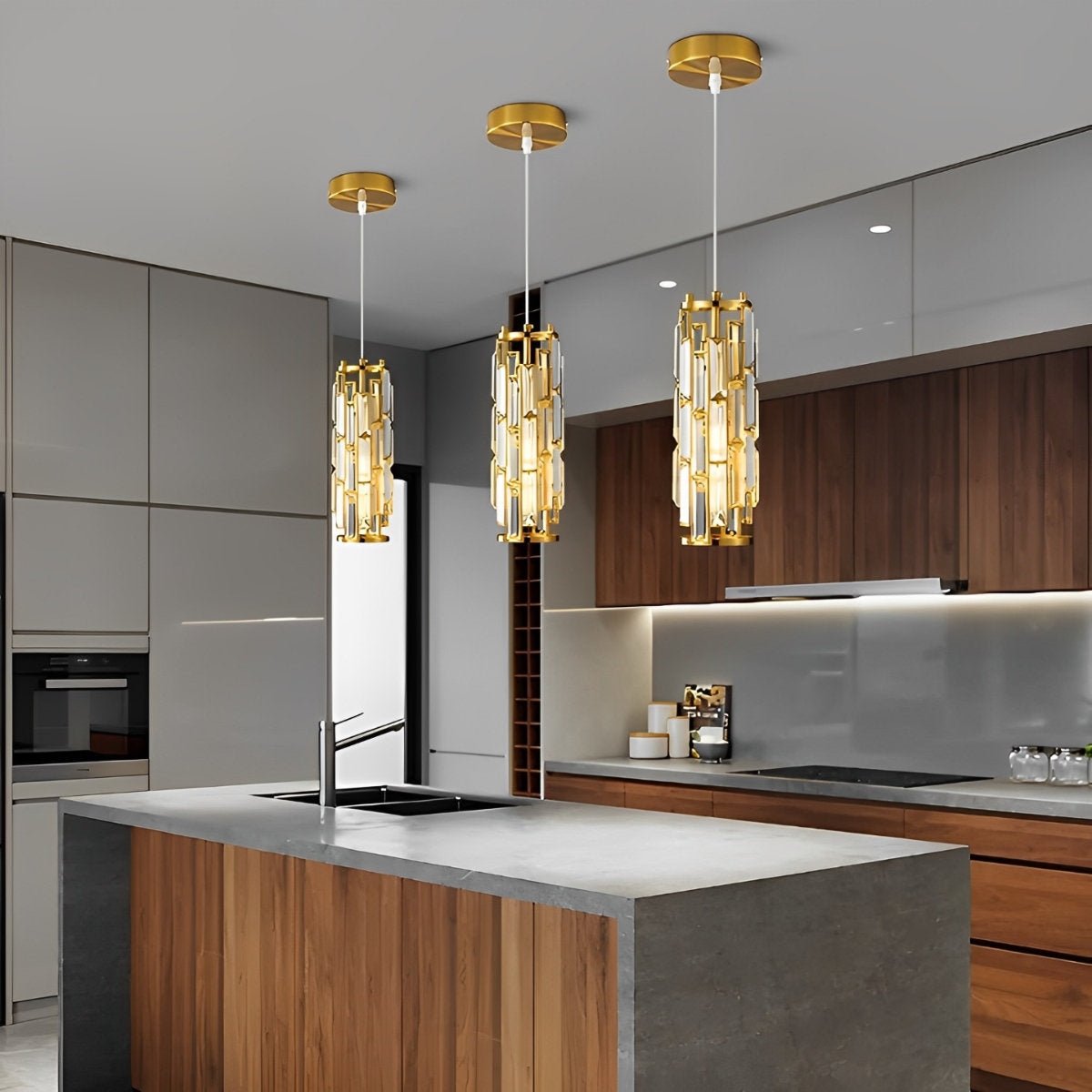 Suspension Lustre en Fer et Verre Cristal – Éclairage LED
