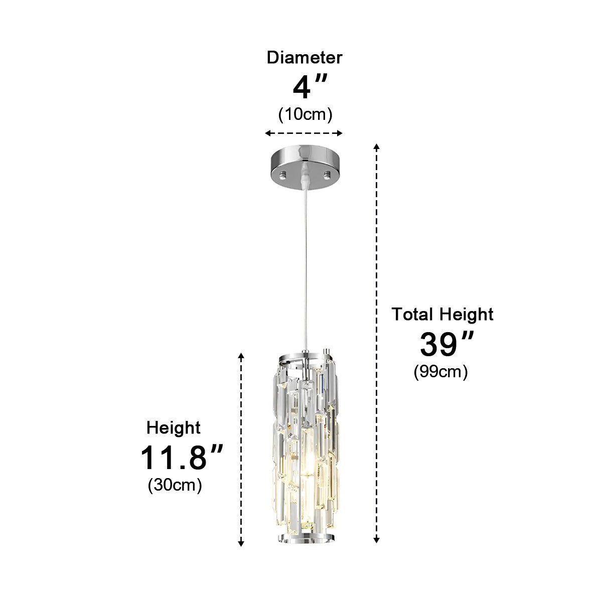 Suspension Lustre en Fer et Verre Cristal – Éclairage LED