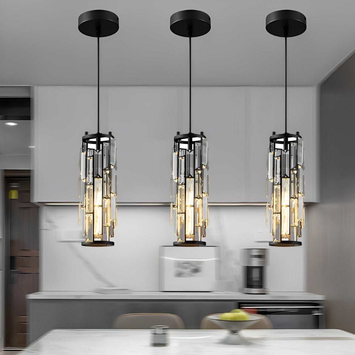 Suspension Lustre en Fer et Verre Cristal – Éclairage LED