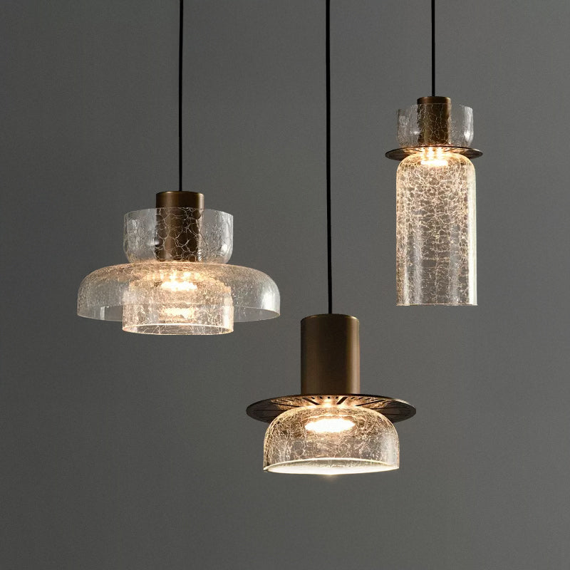 Suspension LED en Verre Craquelé CRISPIN