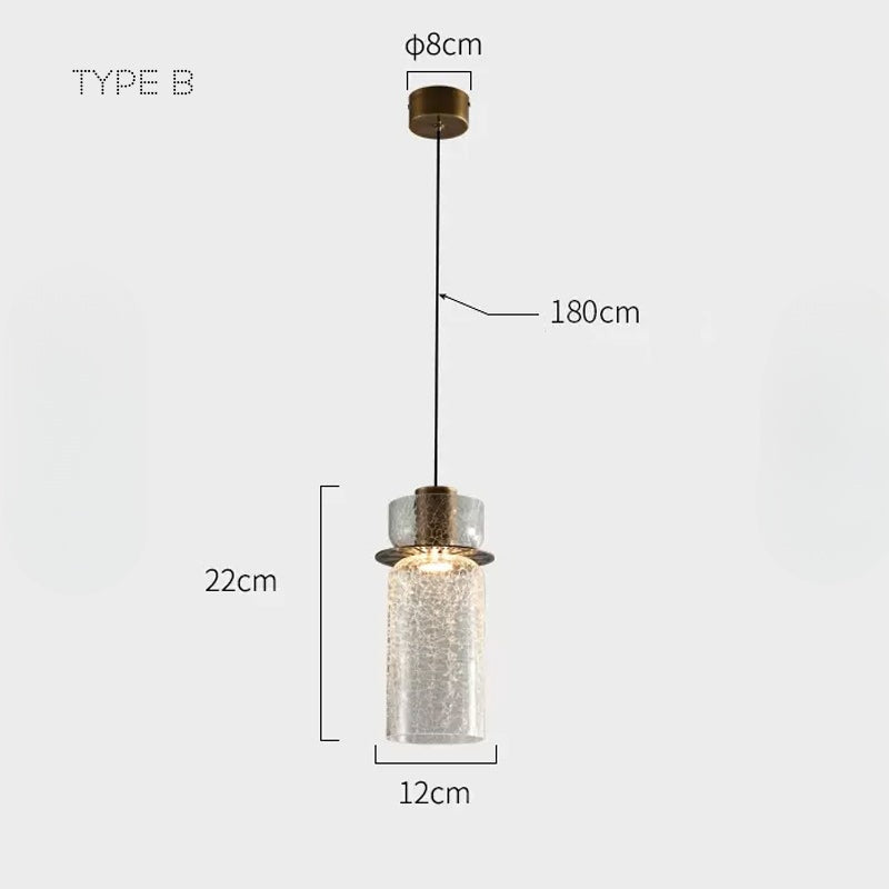 Suspension LED en Verre Craquelé CRISPIN