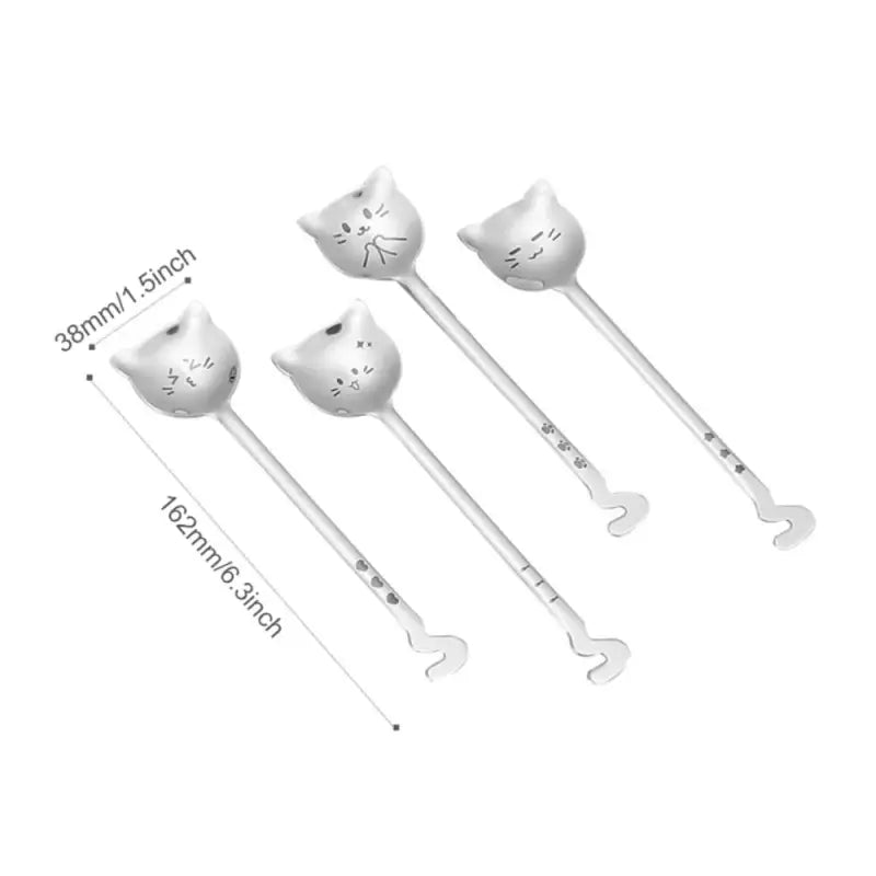Cuillères à café chat kawaii en acier inoxydable – Lot original et mignon
