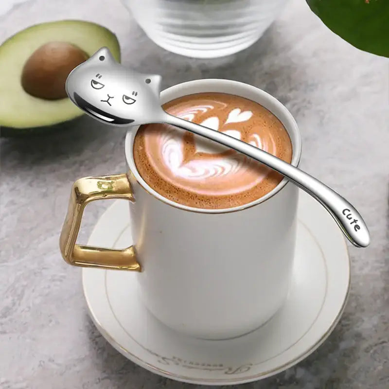 Cuillères à café chat kawaii en acier inoxydable – Lot original et mignon
