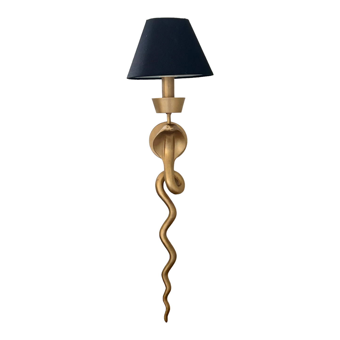 Applique Murale Serpent Doré Antique avec Abat-Jour Noir