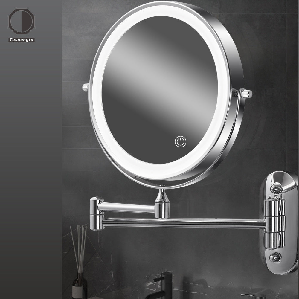 Miroir Maquillage Mural Double Face avec LED et Loupe – Idéal pour Salle de Bain et Coiffeuse