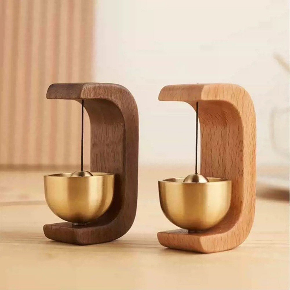 Sonnette Méditative Bois & Laiton – Carillon Apaisant pour Porte & Intérieur