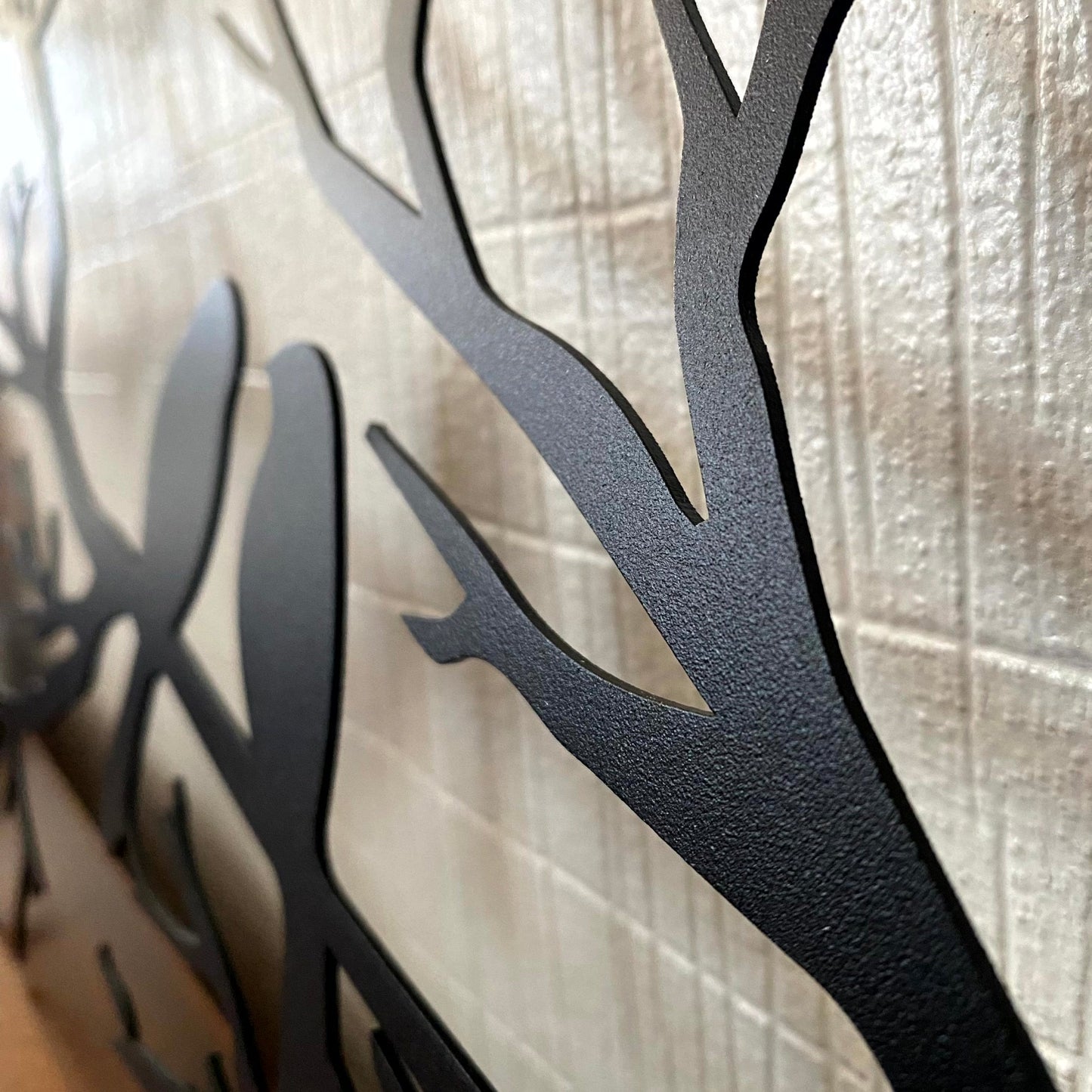 Décoration Murale Métal Oiseaux sur Branche, Noir, 80x34,6cm