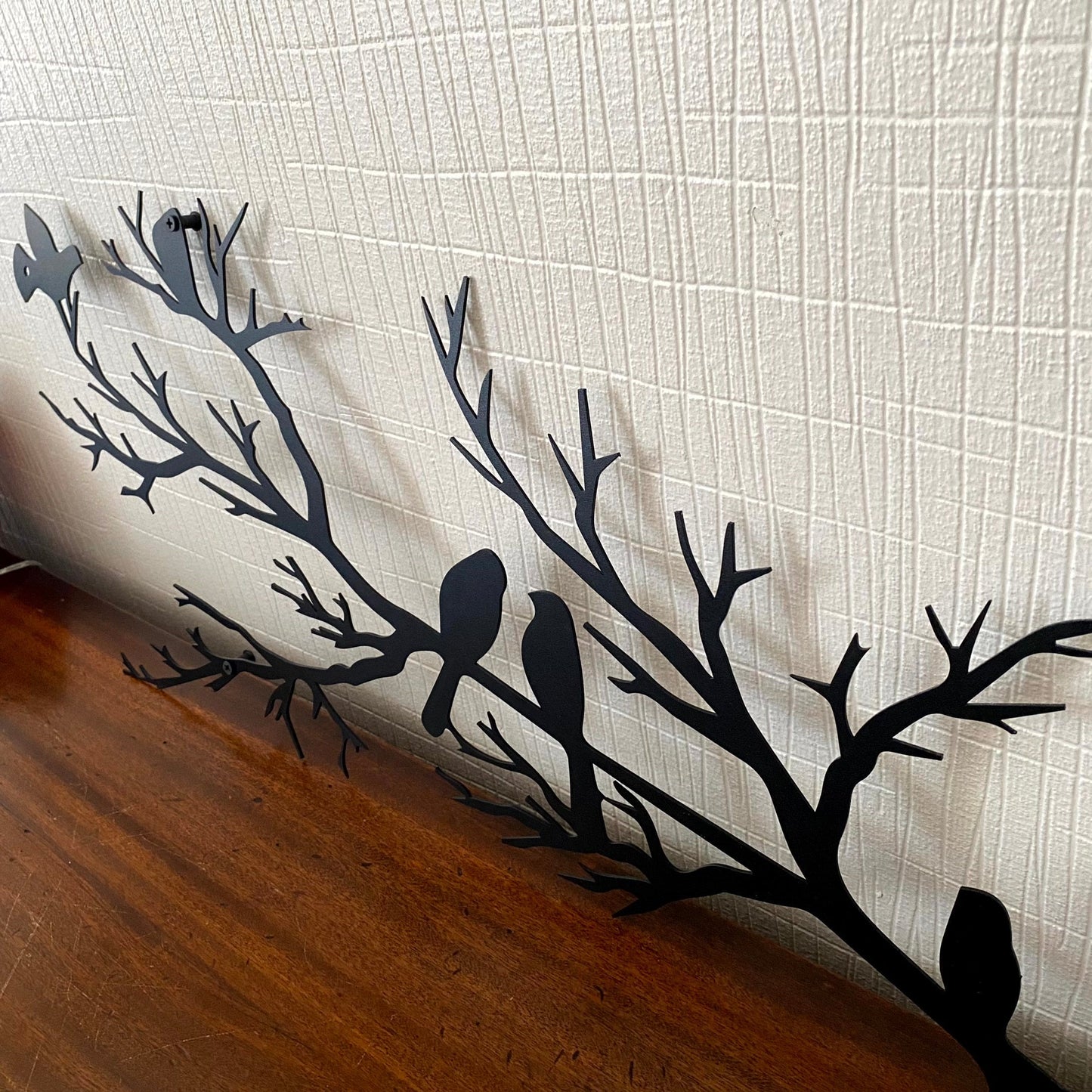 Décoration Murale Métal Oiseaux sur Branche, Noir, 80x34,6cm