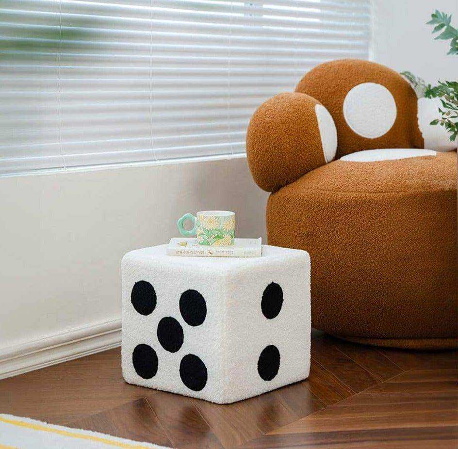 Pouf Dé en Acrylique, Noir ou Blanc, 2 Tailles au Choix