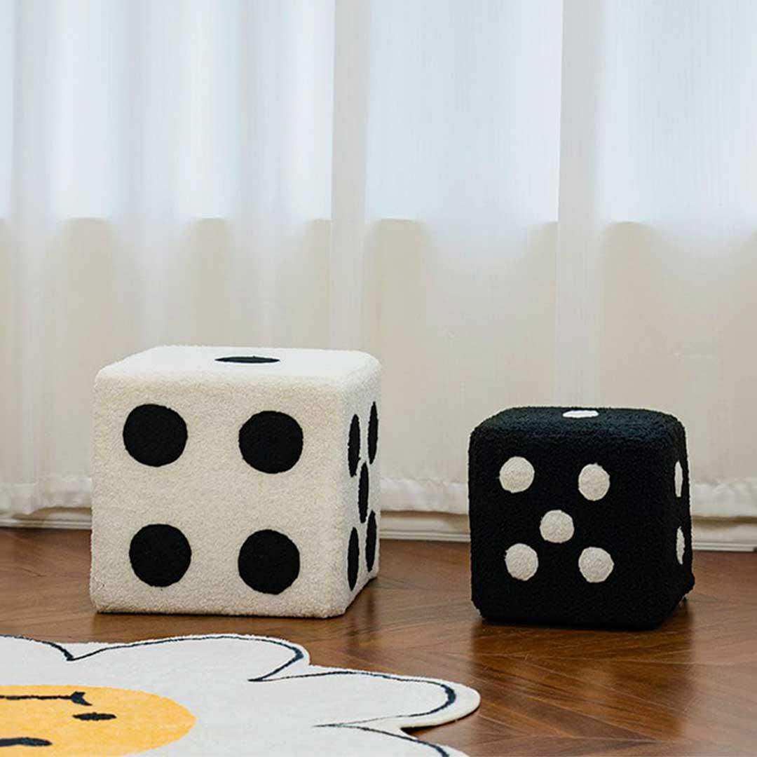 Pouf Dé en Acrylique, Noir ou Blanc, 2 Tailles au Choix
