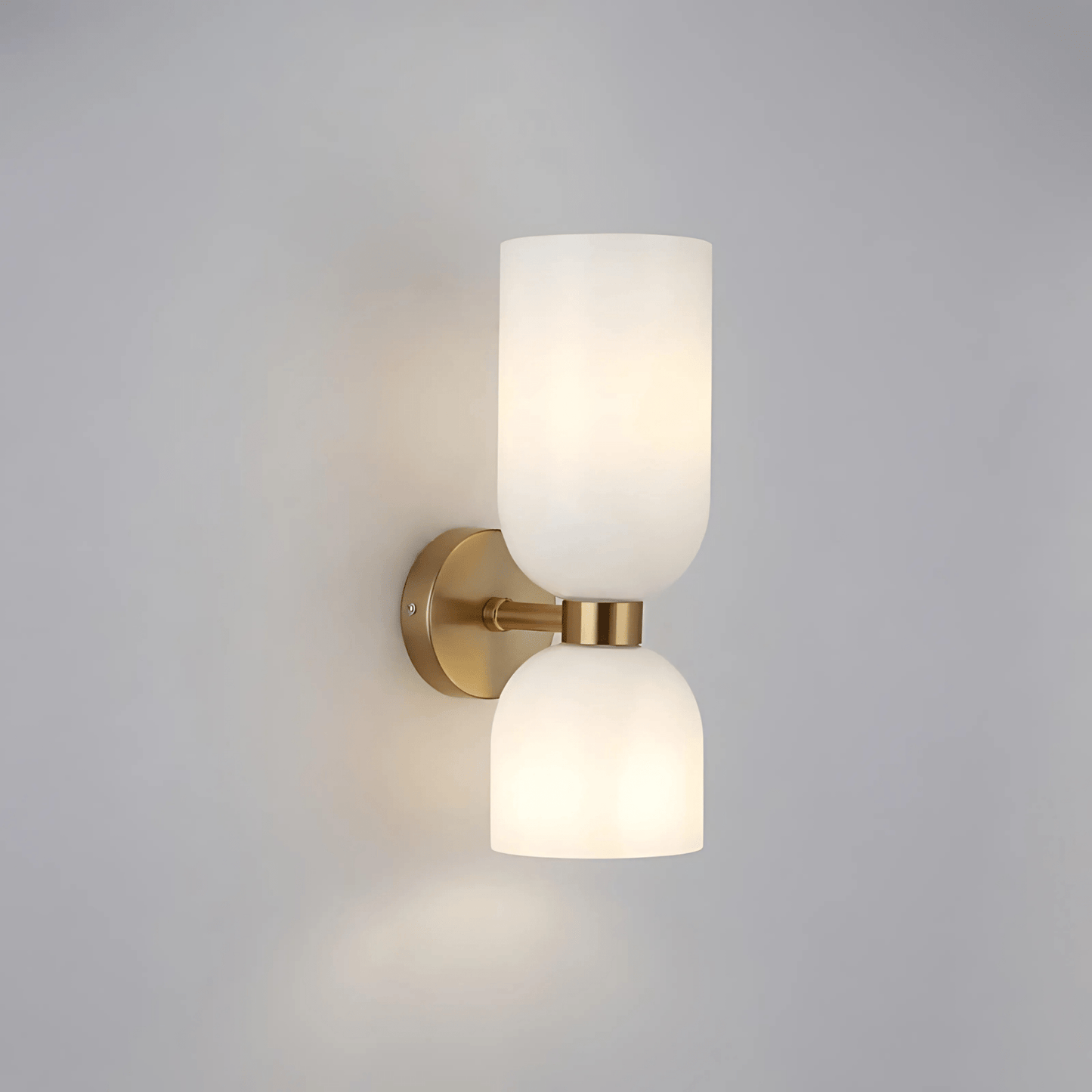 Applique Murale Double, Verre et Laiton, E14 3000K