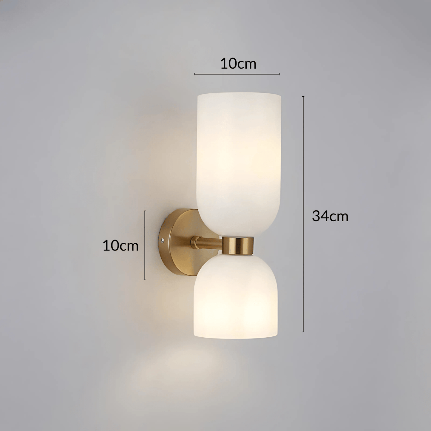 Applique Murale Double, Verre et Laiton, E14 3000K