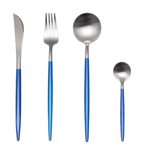 Luxueux ensemble de couverts 24 pièces en acier inoxydable or-argent - Elégance et raffinement
