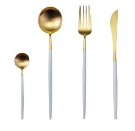 Luxueux ensemble de couverts 24 pièces en acier inoxydable or-argent - Elégance et raffinement