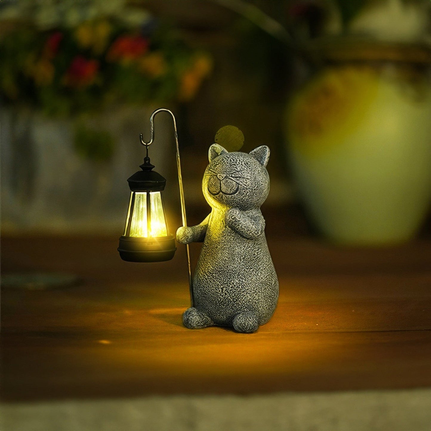 Statue Chat Solaire Lumineux pour Jardin – Décoration Étanche avec Capteur Crépusculaire