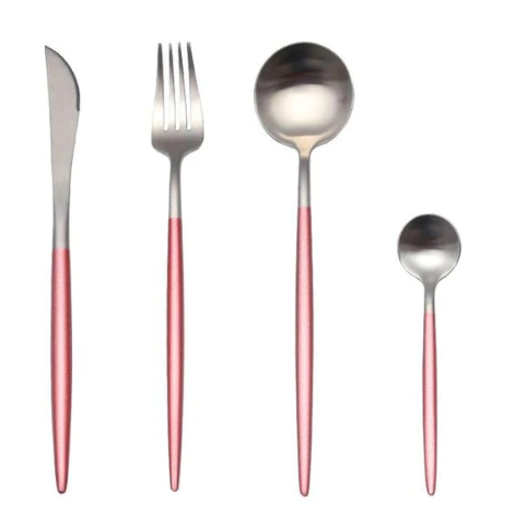 Luxueux ensemble de couverts 24 pièces en acier inoxydable or-argent - Elégance et raffinement