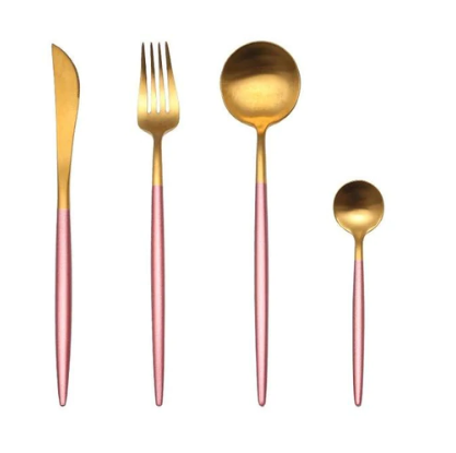 Luxueux ensemble de couverts 24 pièces en acier inoxydable or-argent - Elégance et raffinement