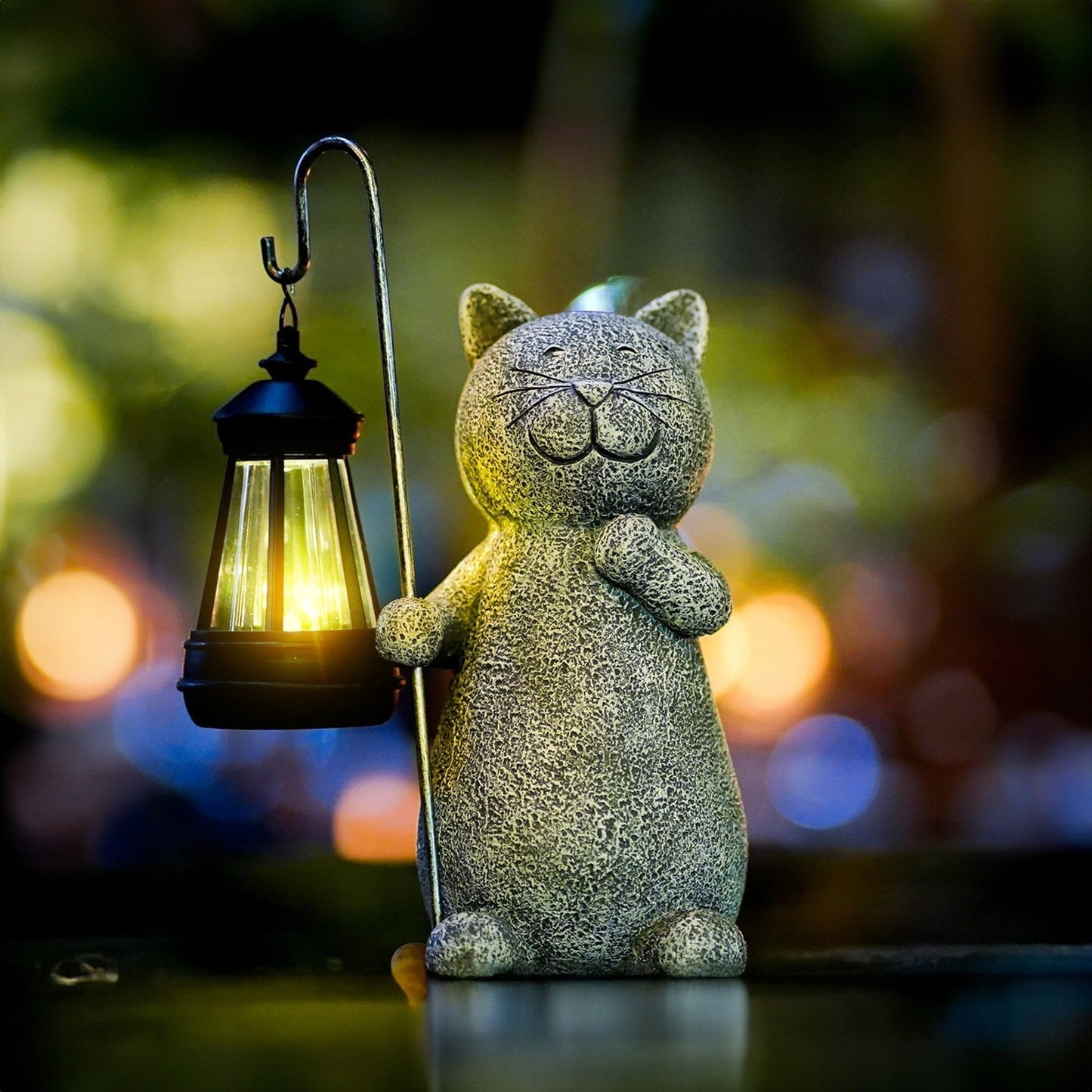 Statue Chat Solaire Lumineux pour Jardin – Décoration Étanche avec Capteur Crépusculaire
