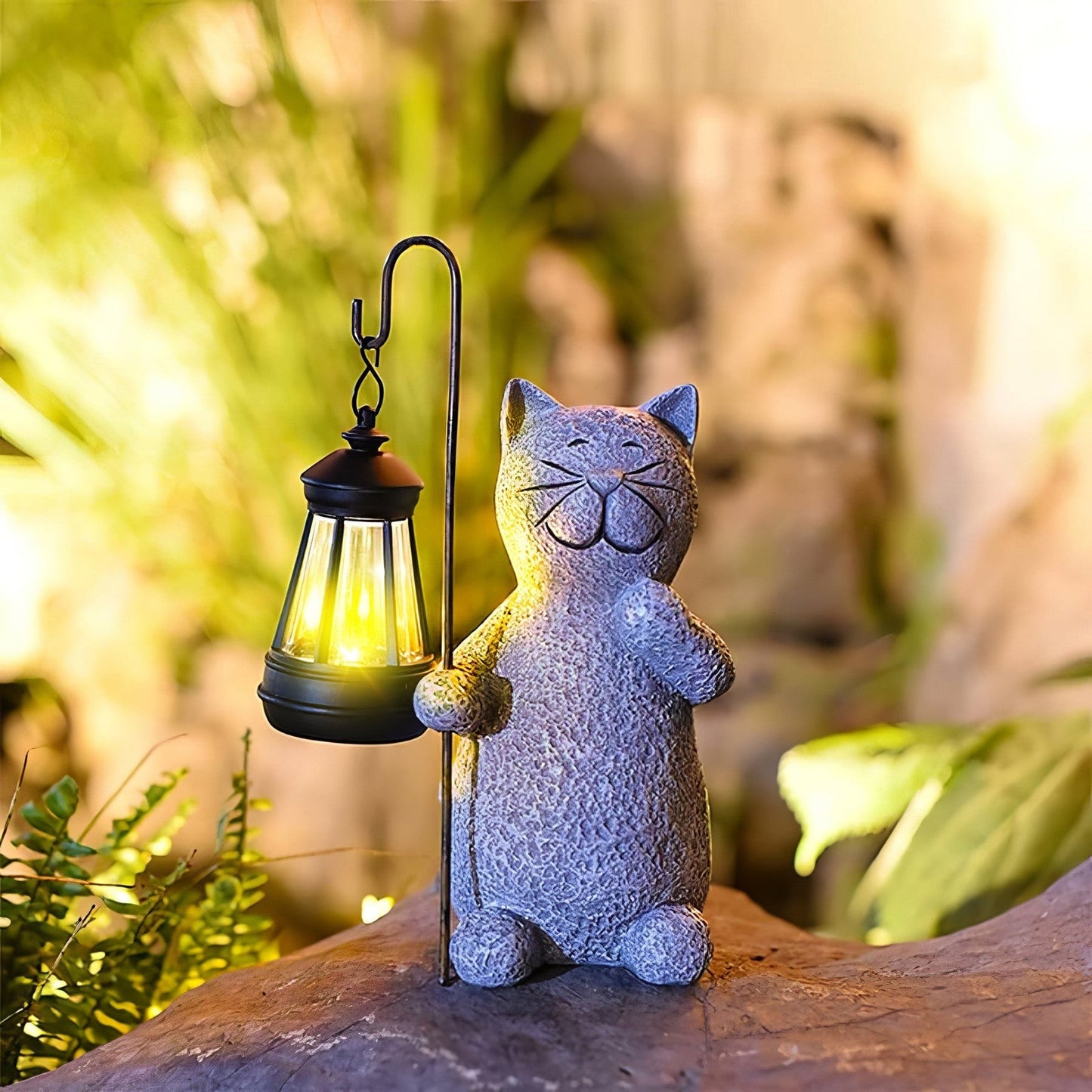 Statue Chat Solaire Lumineux pour Jardin – Décoration Étanche avec Capteur Crépusculaire