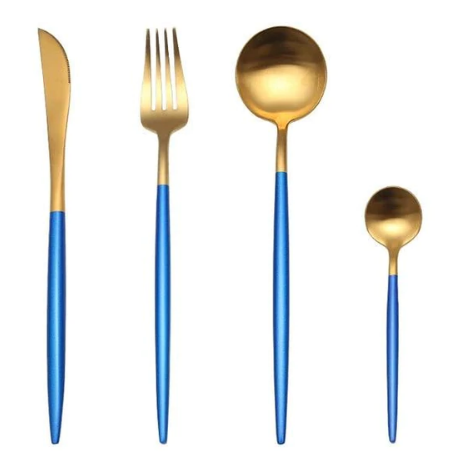 Luxueux ensemble de couverts 24 pièces en acier inoxydable or-argent - Elégance et raffinement