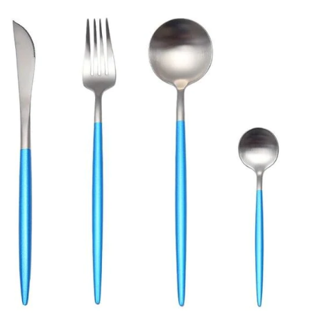 Luxueux ensemble de couverts 24 pièces en acier inoxydable or-argent - Elégance et raffinement