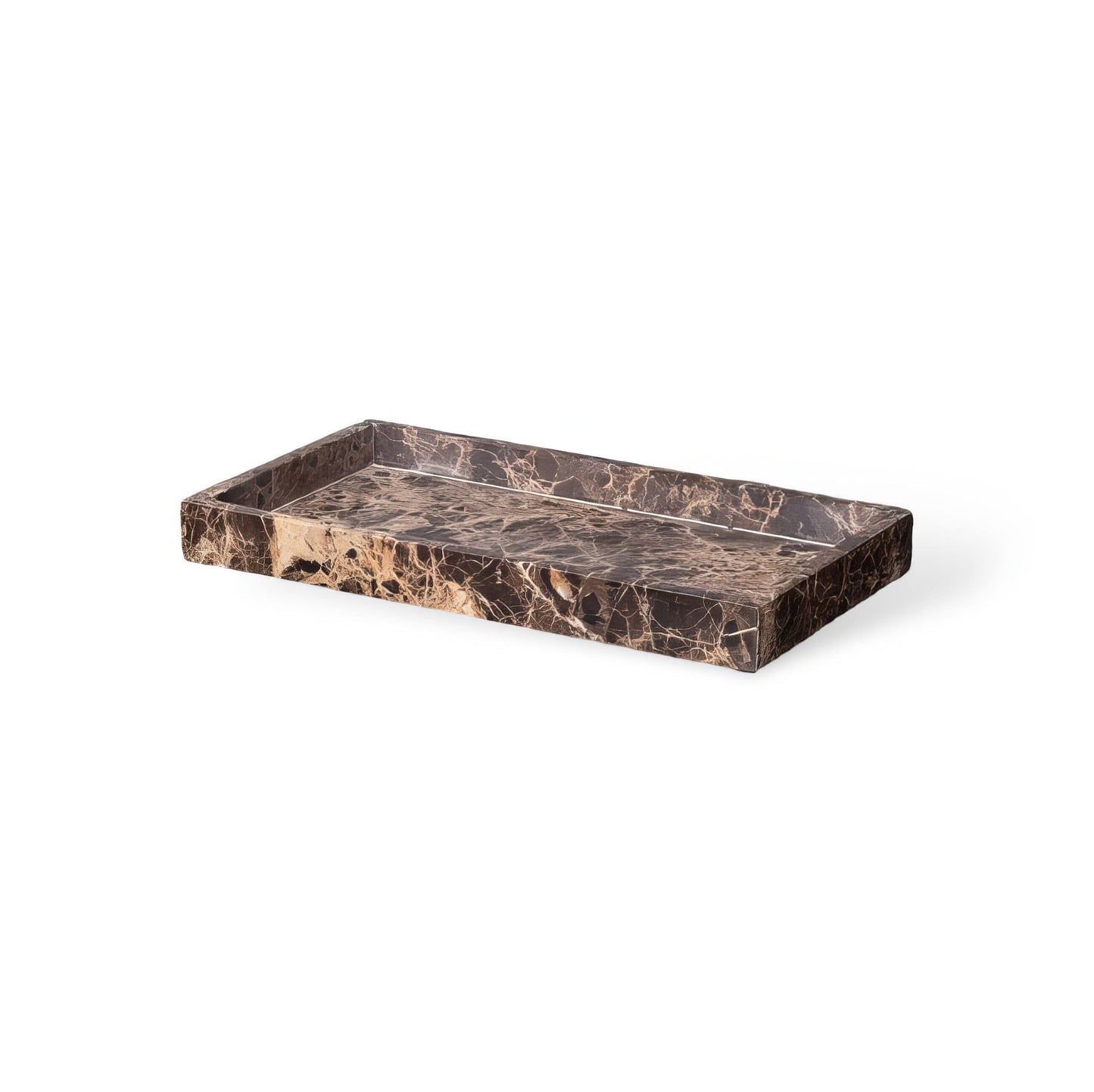Set Accessoires Salle de Bain en Marbre Brun Naturel