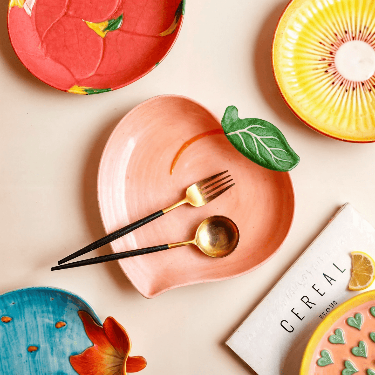 Assiettes Fruits en Céramique – Vaisselle Colorée