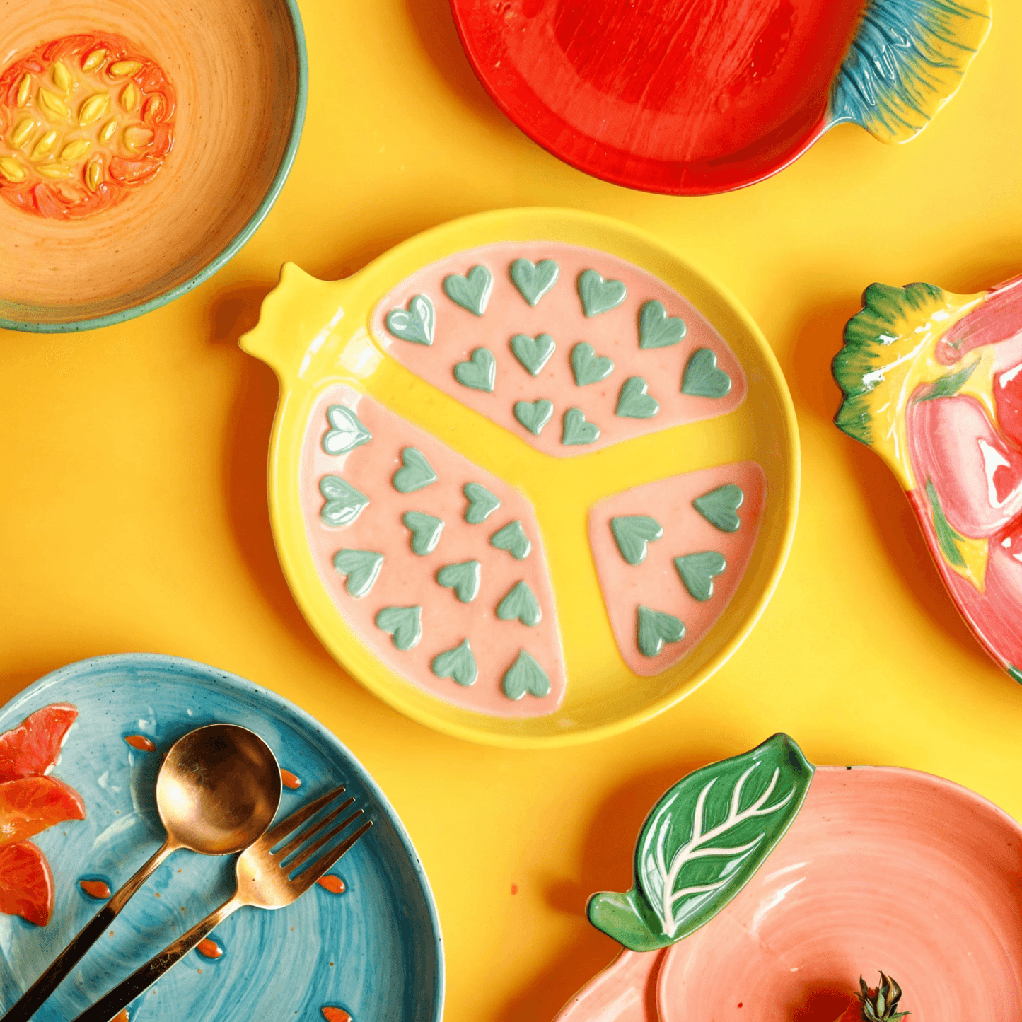 Assiettes Fruits en Céramique – Vaisselle Colorée