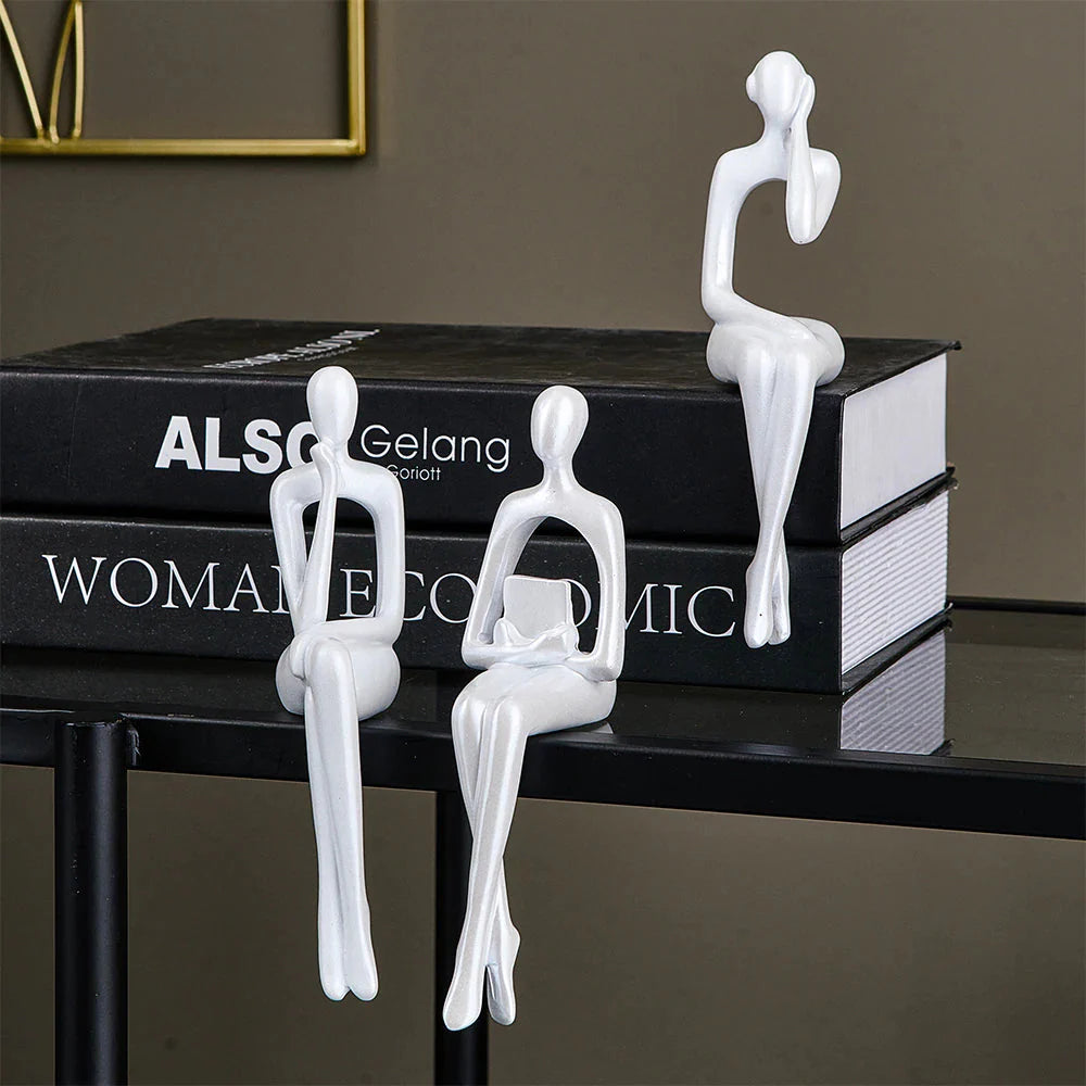 Sculpture Décorative Abstraite Penseur Contemporain (Ensemble de 3 Pièces)