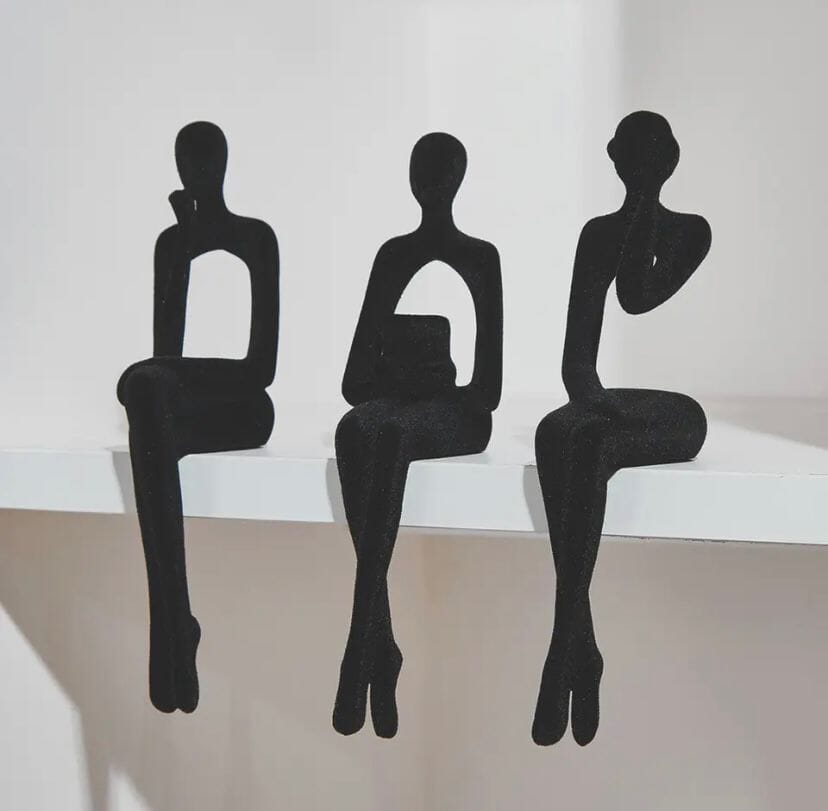 Sculpture Décorative Abstraite Penseur Contemporain (Ensemble de 3 Pièces)