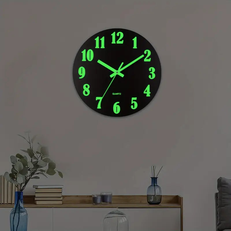 WarmGlow – Horloge Murale Noire Lumineuse et Silencieuse pour une Décoration Élégante