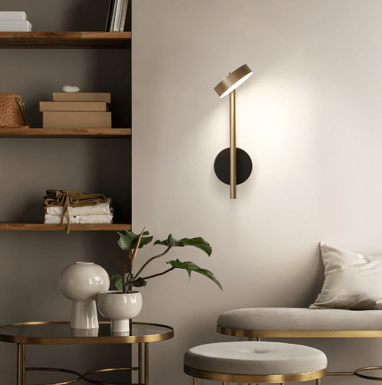 Applique Murale Moderne LED Réglable Laiton Noir
